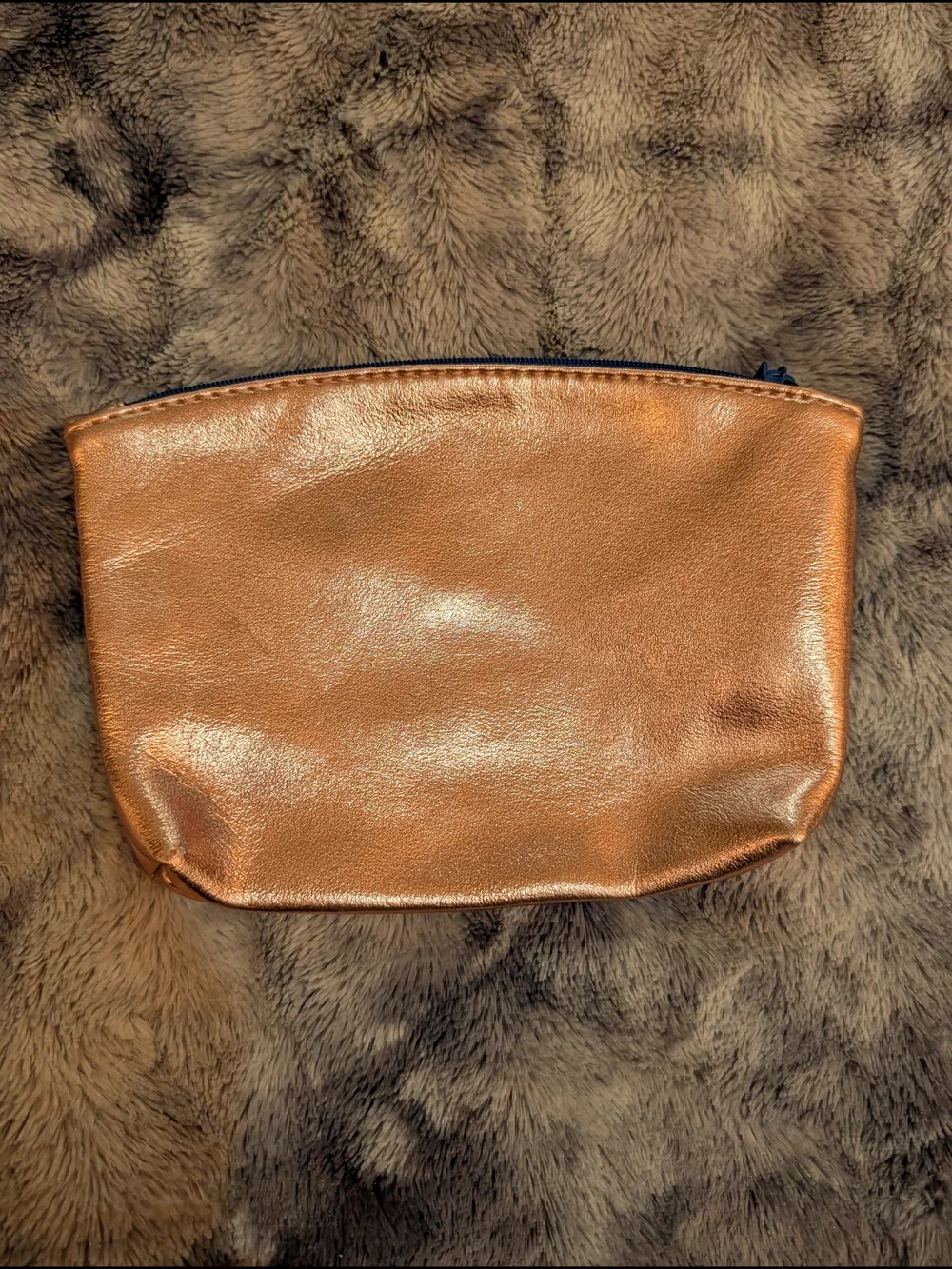 Metallic Rose Gold Zip Cosmetic Pouch - Inspirational Quote